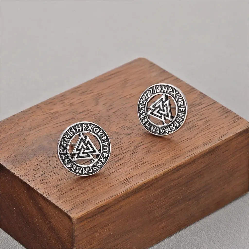 Серьги-гвоздики викингов Valknut руны символ Одина полые круглые славянские Ретро