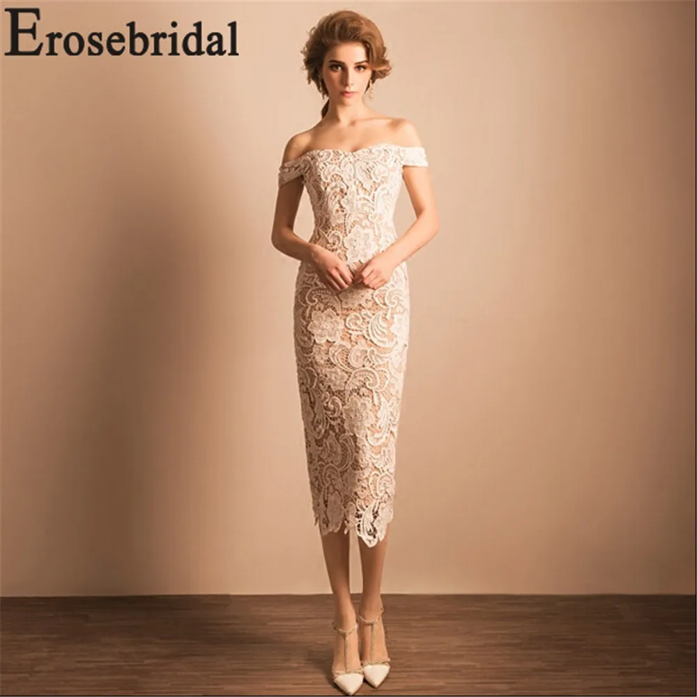 Женское кружевное платье Erosrbridal длиной до колена с молнией на спине 2019|Платья