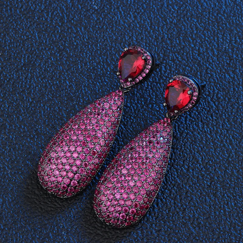 Висячие серьги черные медные фиолетовые ААА фианиты капли воды Модные для женщин