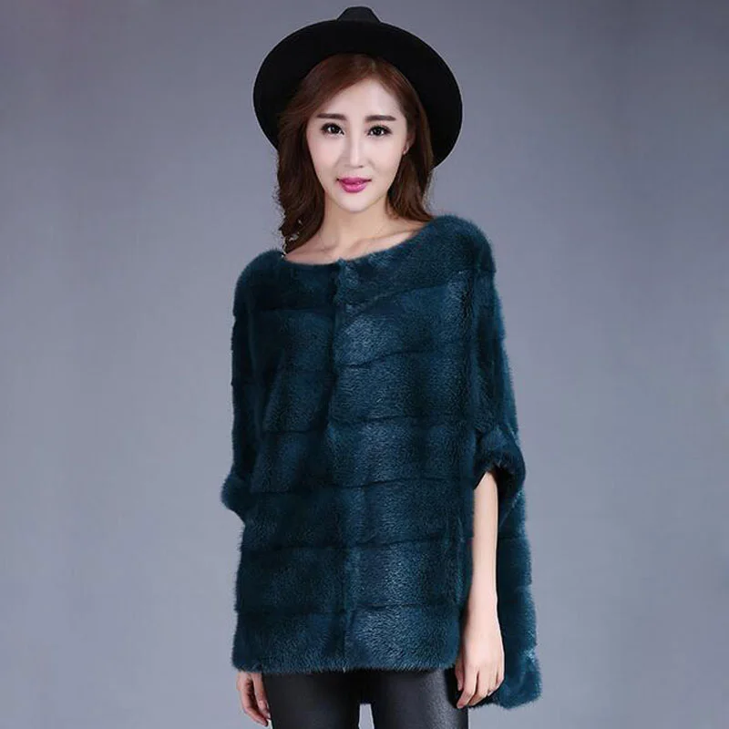 2021 Luxury women 100% natural mink fur jacket brand top quality lady real coat batwing sleeve loose style TU144-053 | Женская одежда