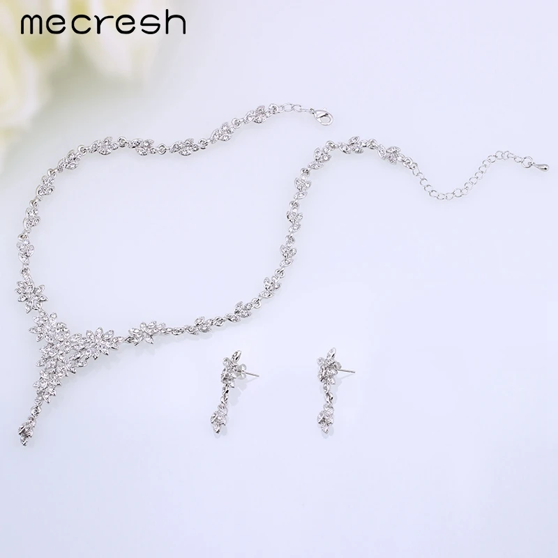 Mecresh листья с украшением в виде кристаллов Наборы свадебных ювелирных изделий