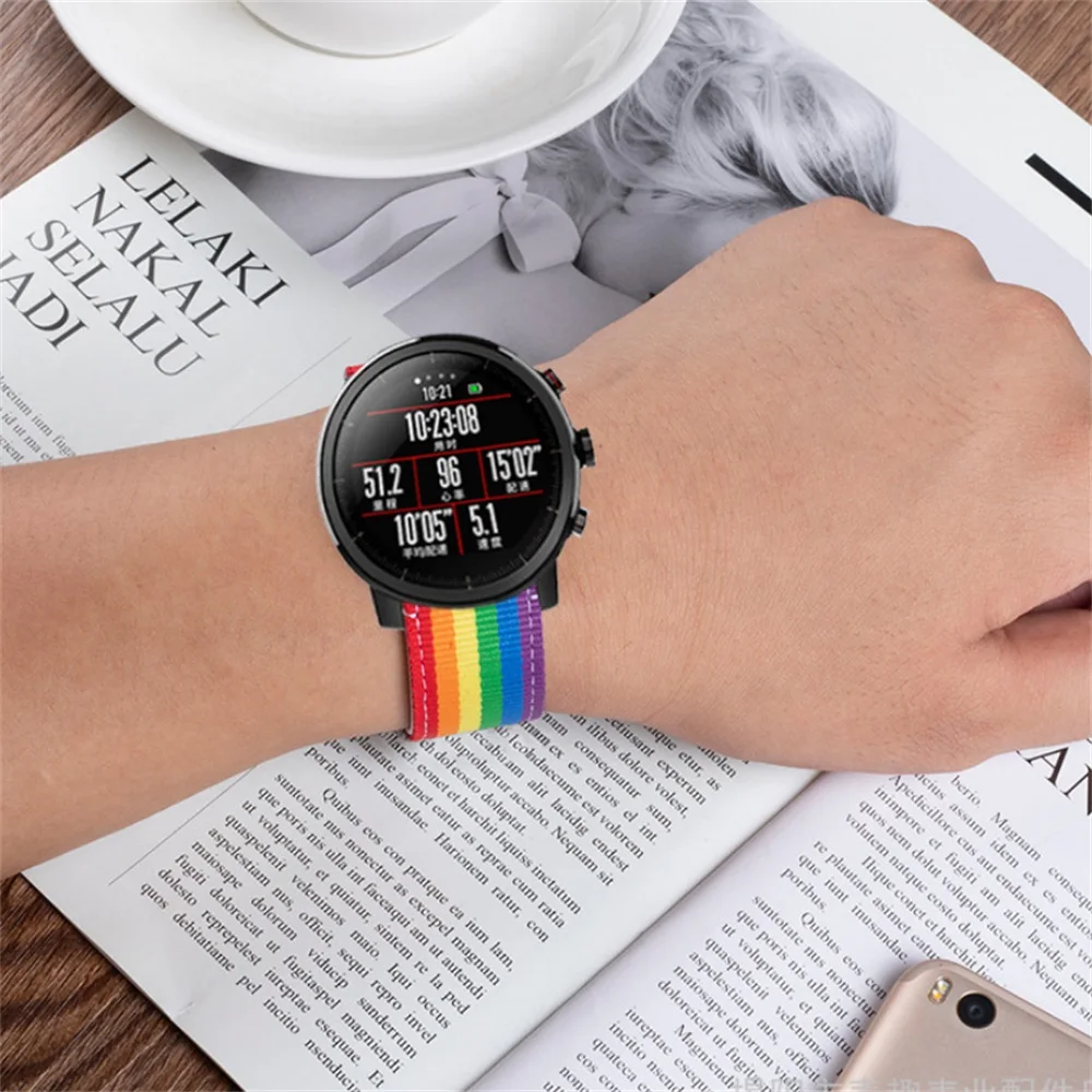 22 мм кожаный ремешок для часов нейлоновый брезентовый браслет для huawei Watch GT/Magic наручные Ремешки для Amazfit Stratos 2/Pace браслет
