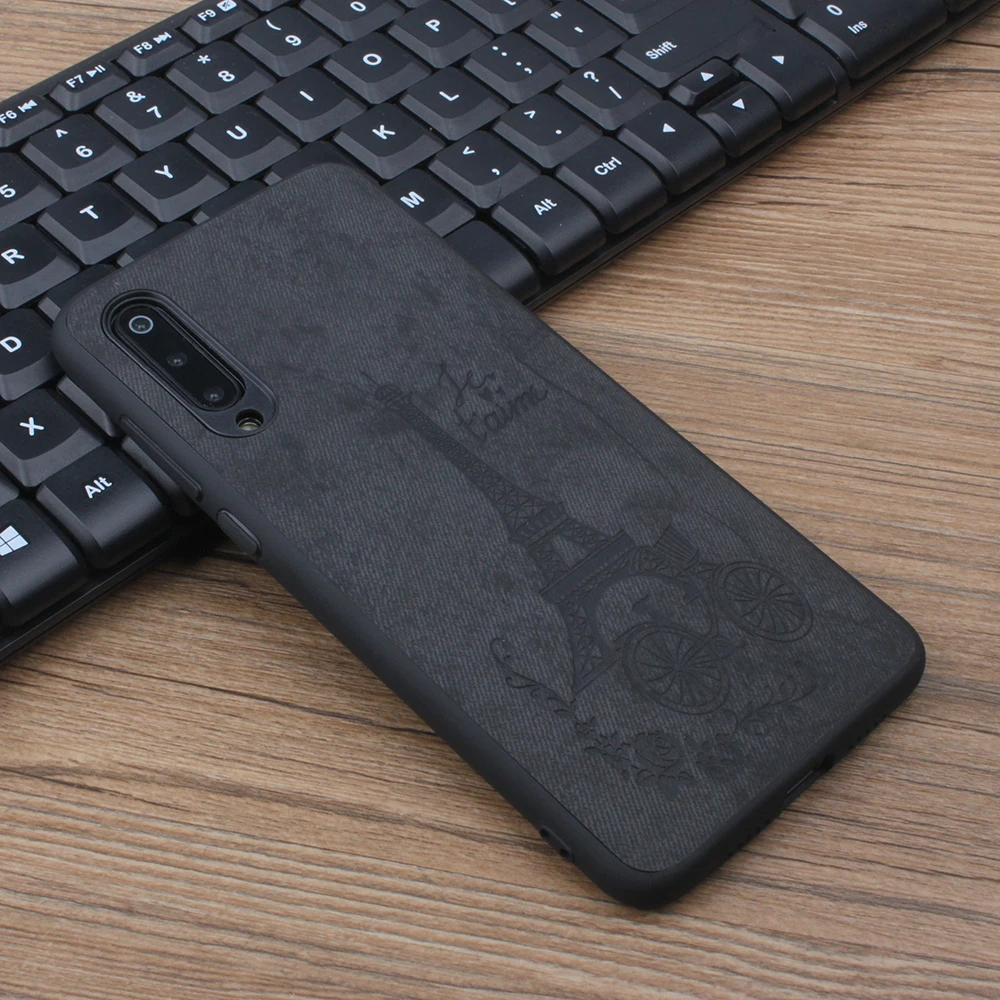 For Xiaomi Mi 9 Denim Tower Printed Case Style Canvas Mobile Phone Silicone Soft Edge Cloth Back Shell |