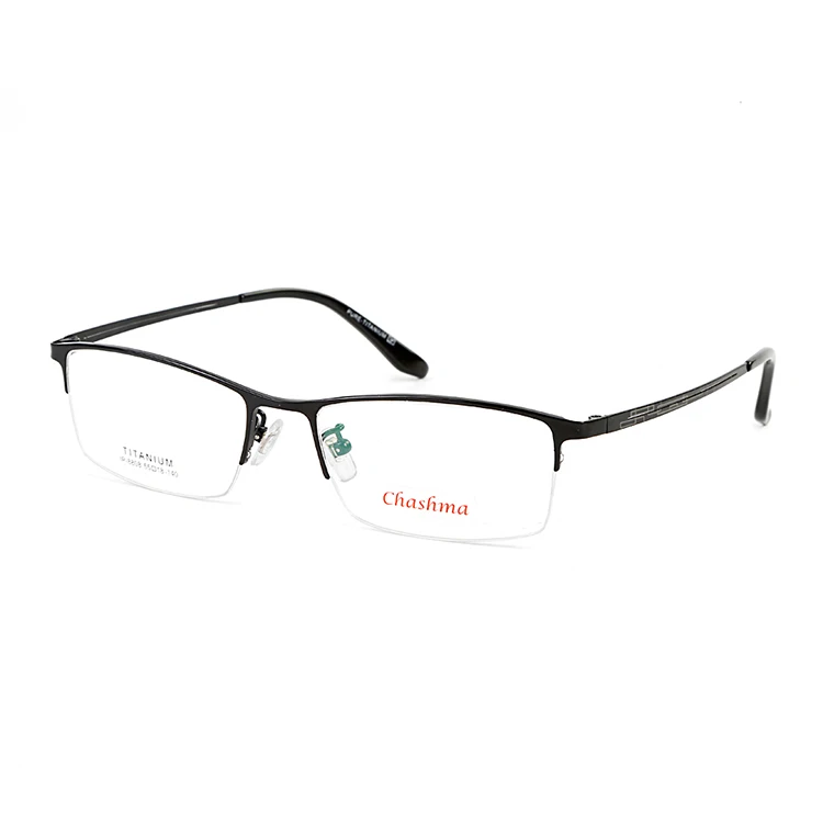 Black Chashma титановая пластина светильник очки по рецепту полуоправа чистый титан оправа для очков - Цвет оправы: Black