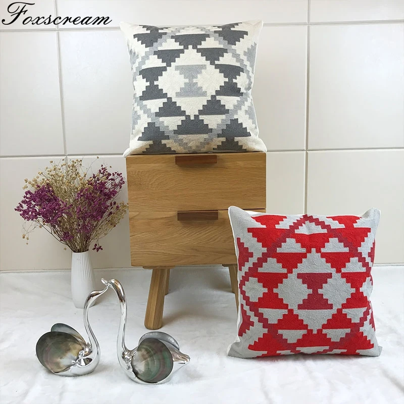 Килим геометрические подушки для домашнего декора вышитая наволочка красная