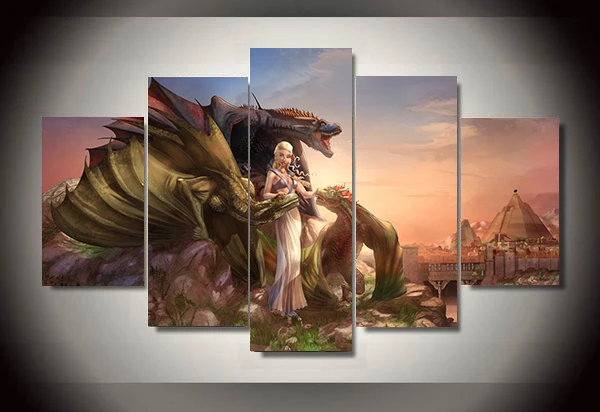 

Unframed Printed Daenerys Targaryen 5 piece painting wall art children's room decor poster canvas Free shipping