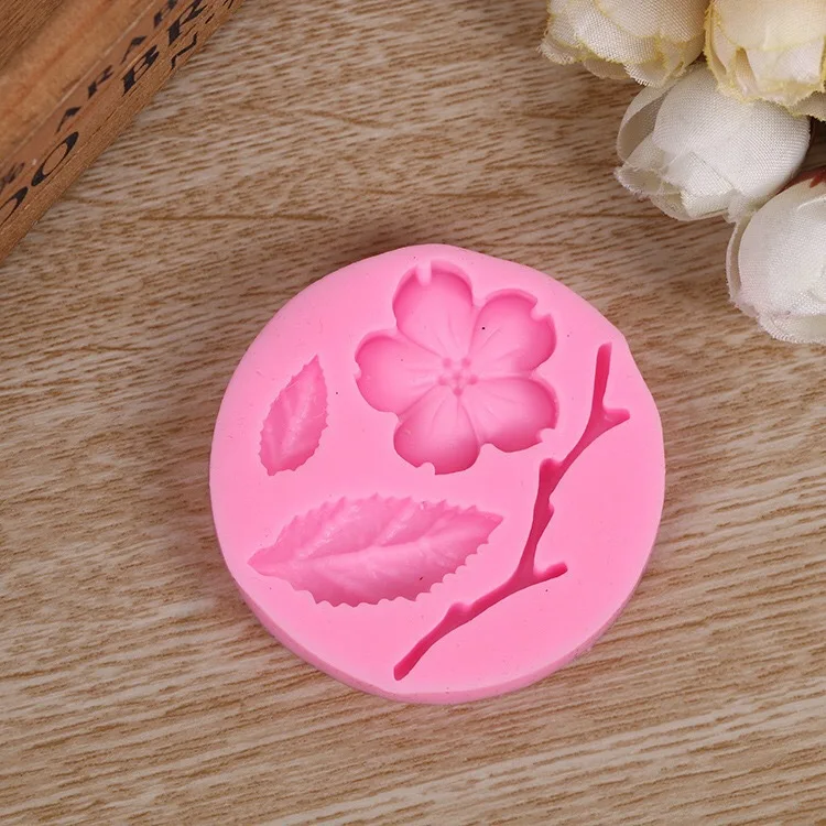 1PC Silicone Fondant Cake Mold Plum Blossom Branch Leaves Chocolate Sugar Mould Cookie Cutter DIY Decorating Tool LB 489 | Дом и сад