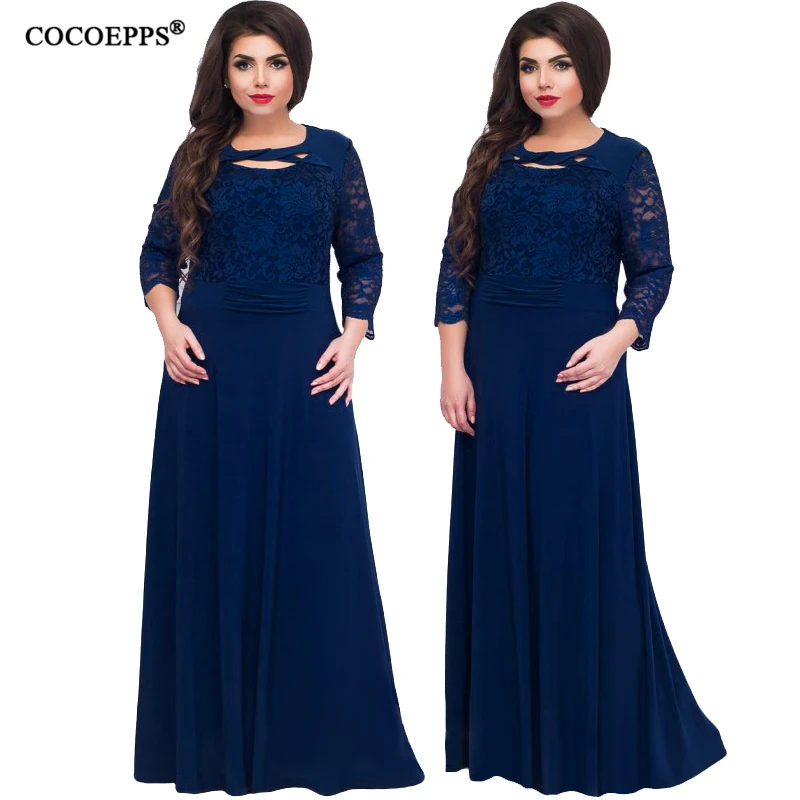 2019 новый большой Размеры кружевное женское платье Элегантное Длинное Халат