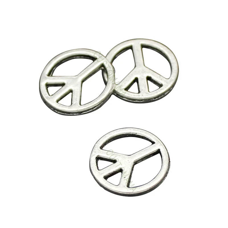 200pcs-Peace подвески античное серебро 2 сторонняя Маленькая подвеска &quotзнак мира&quot