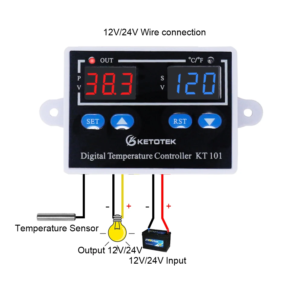 KT101 C/F цифровой термостат регулятор температуры 10A прямой выход инкубатор для яиц