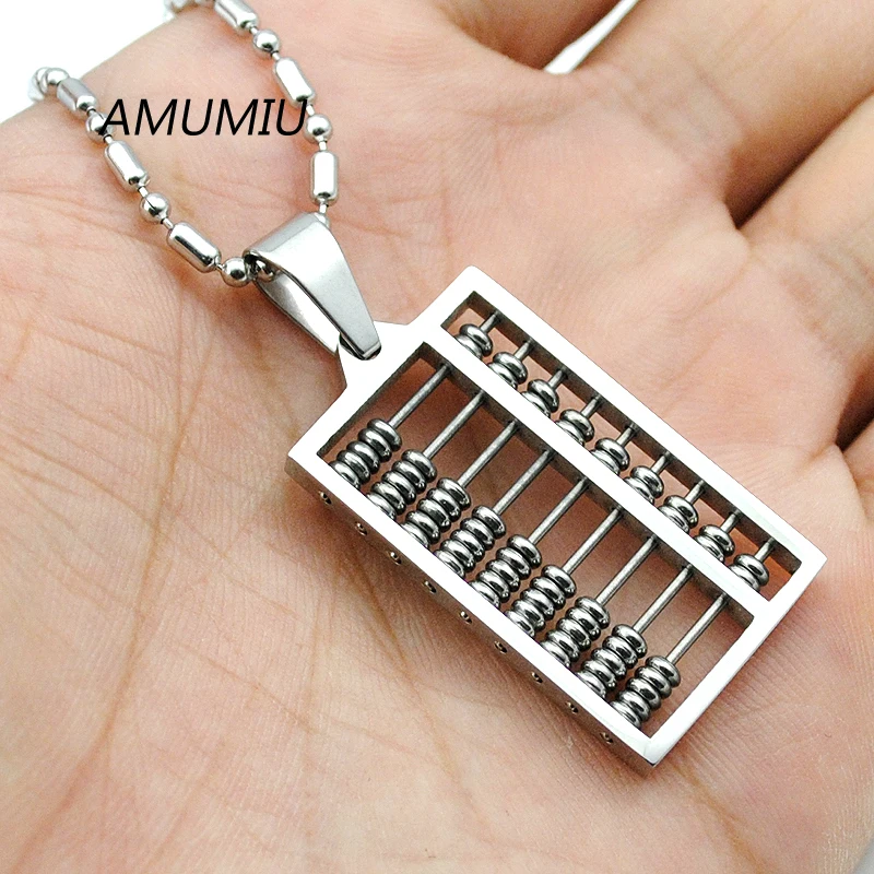 AMUMIU 2021 Модное Новое ожерелье с подвеской Abacus 316L из нержавеющей стали