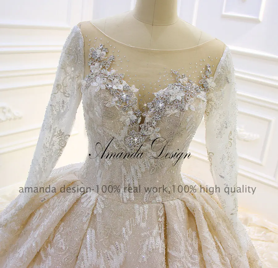 Роскошное Кружевное Свадебное Платье Amanda Design robe de princesse с длинными рукавами и