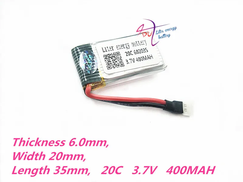 MX2.0 2P 602035 3 7 V 400mAh литий полимерная батарея для Hubson X4 H107 MJXRC F47 DiFeida DFD F180