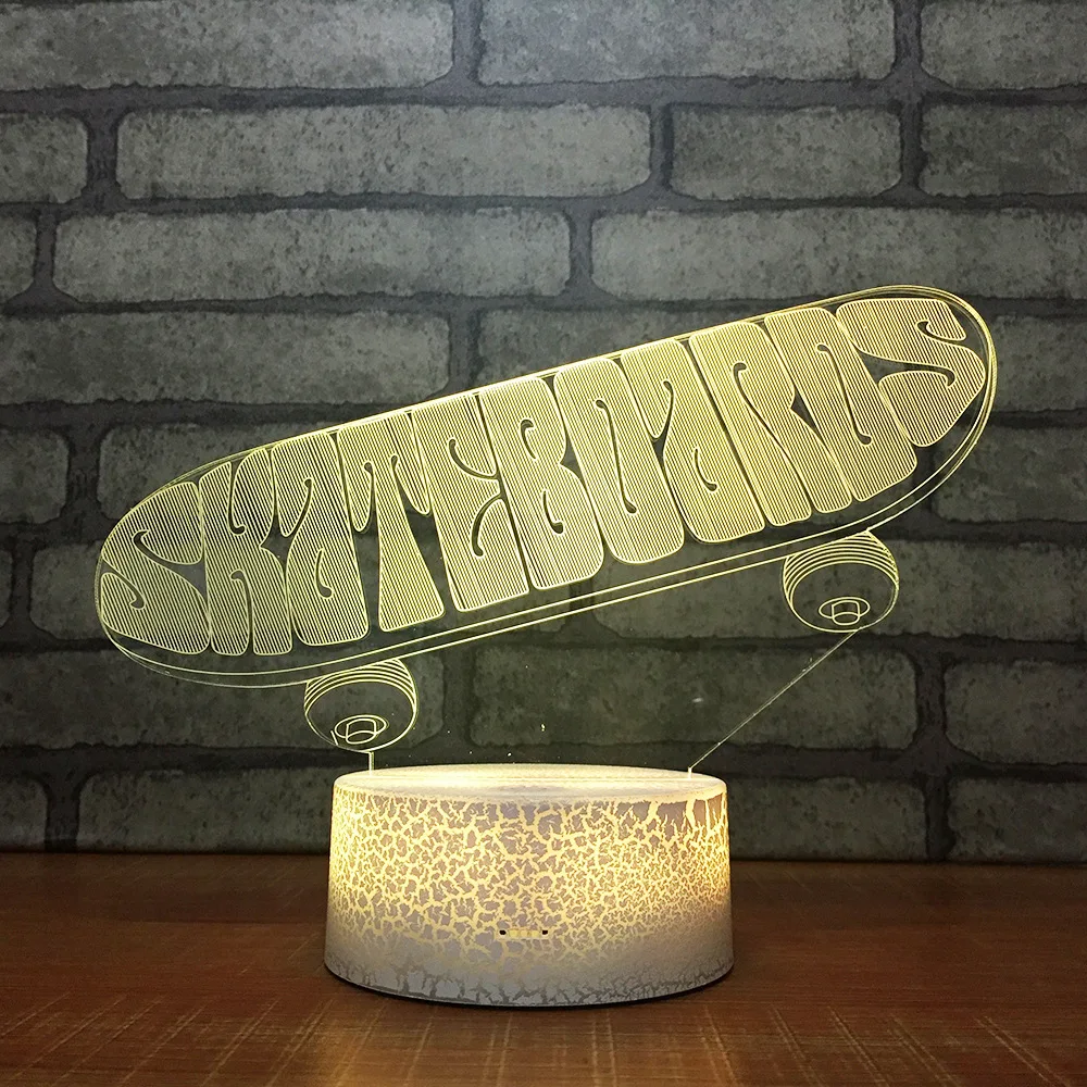 Скейтборд 3d Маленькая ночная настольная лампа светильник акриловые подарки