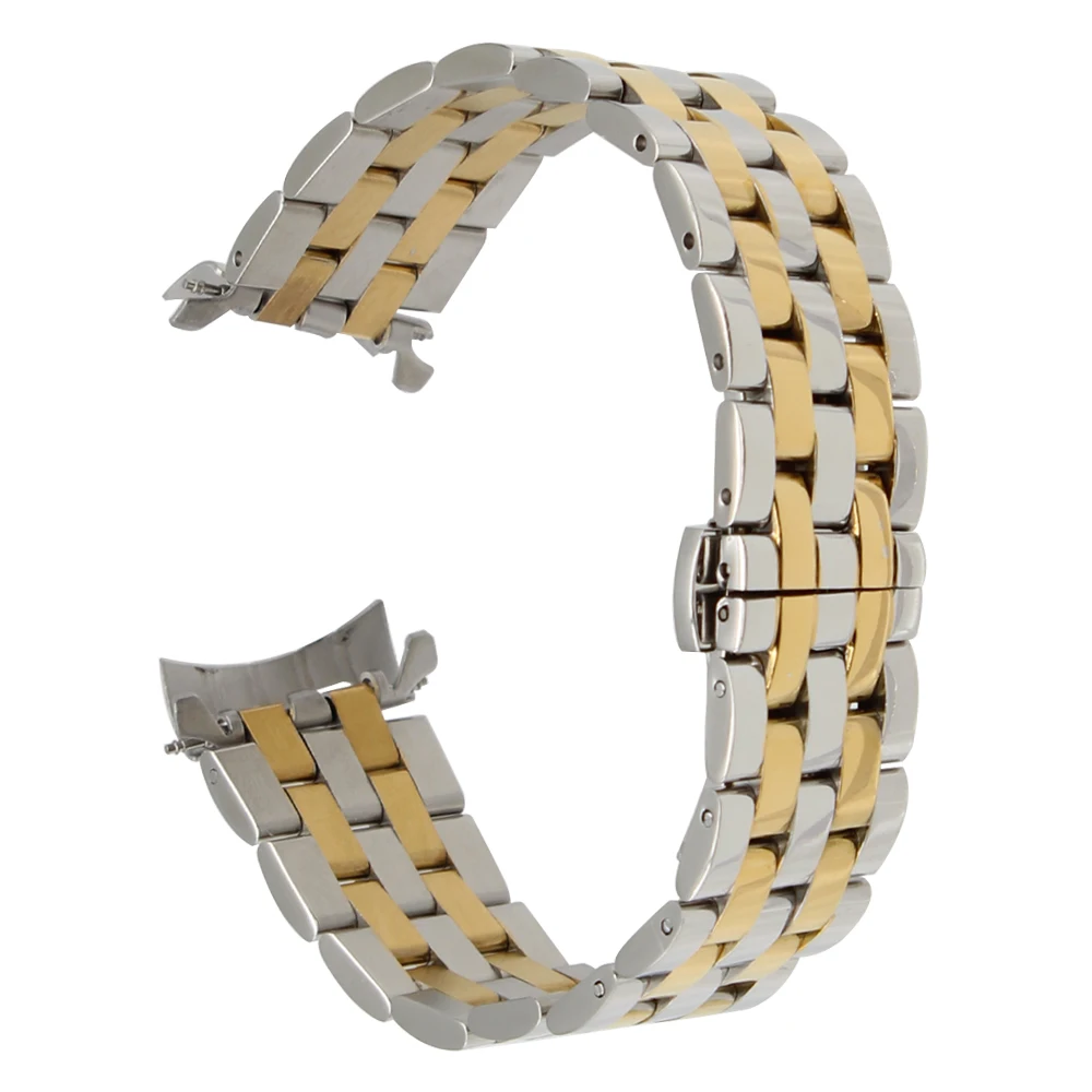 Ремешок из нержавеющей стали для наручных часов изогнутый браслет с застежкой