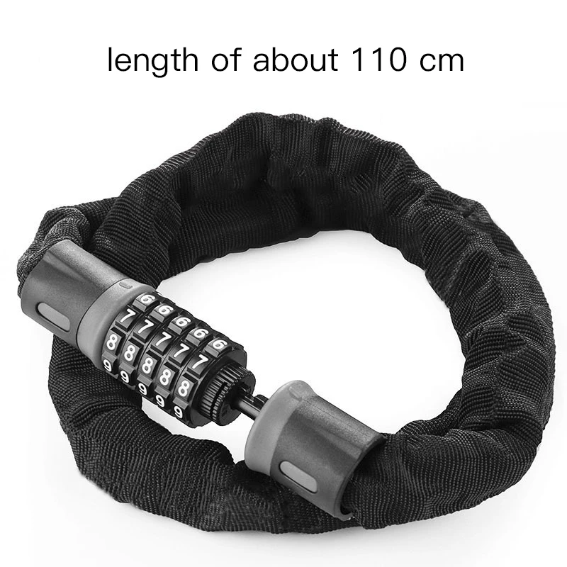 Bicycle Lock Safe Metal Anti-Theft Chain 5 Letters Code Outdoor Security Reinforced Cycling Accessories | Спорт и развлечения