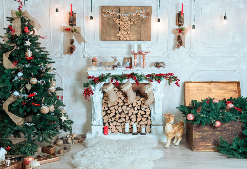 merry christmas theme photograpy backgrounds children photo backdrops for studio tree indoor celebration XT-6875 | Электроника