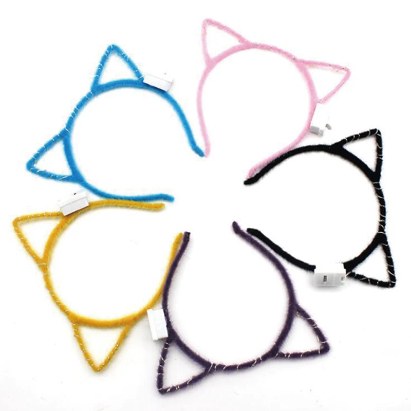 Светящиеся ободки с кошачьими ушками мигающие для волос свадебные украшения