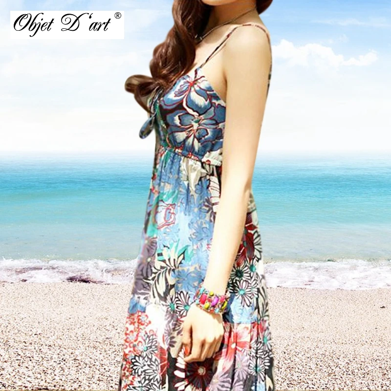2015 летний стиль. Богемия пляжное платье со цветочками подтяжки . хлопоковая