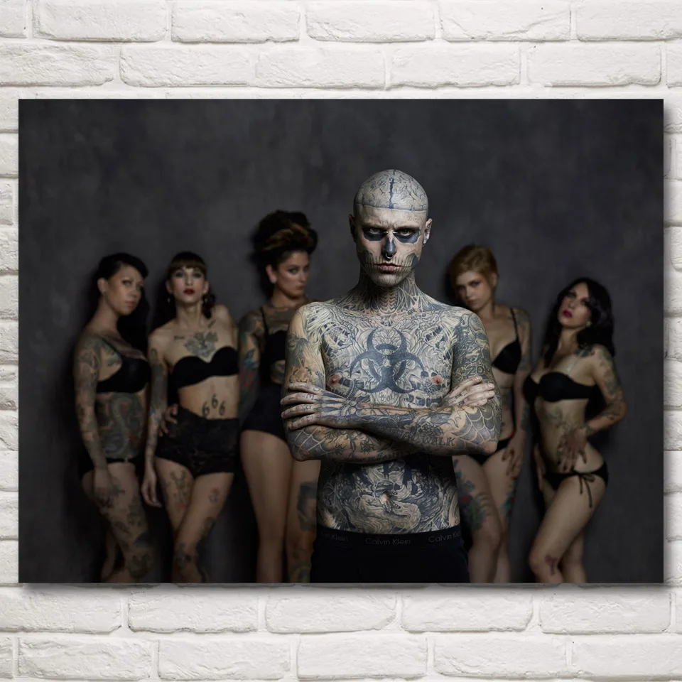 Мужские татуировки Rico the Zombie Rick Genest женские модели Искусство Шелковый плакат картины интерьерные 12x16 18x24 24X32 дюймов