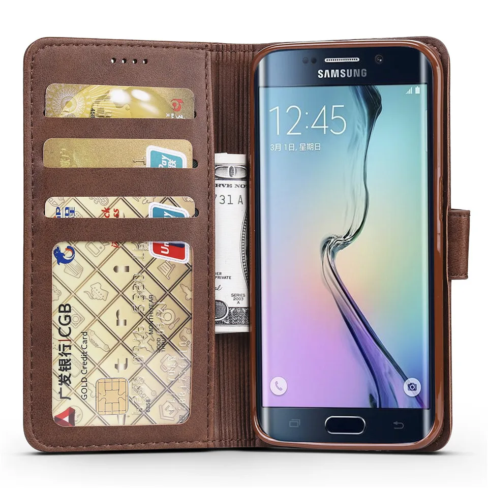Роскошный кожаный флип-чехол для samsung Galaxy S6, чехол Edge samsung S6, чехол, защитный кошелек, чехол для телефона Galaxy S6 Edge, чехол