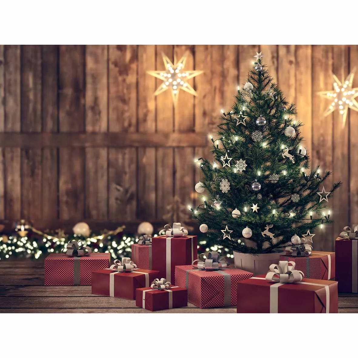 Allenjoy фон для фотосъемки Bokeh семиконечная звезда свет Рождественская елка подарки