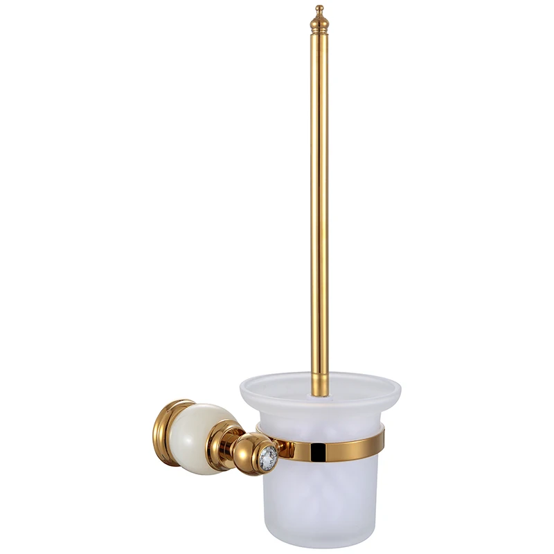 Toilet Brush Holder Роскошный Золотой нефрит кристалл аксессуары для ванной комнаты Душ мыльница шампунь стеклянная полка жидкий Диспенсер держатель туалетной щетки - Цвет: Toilet Brush Holder