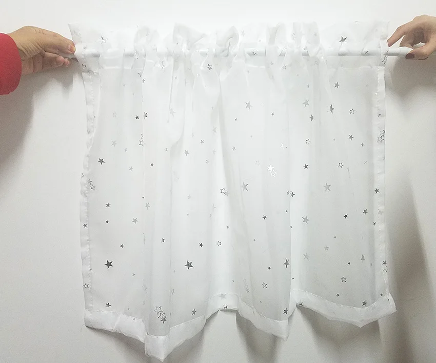 tulle curtain 1 шт., штора, карман, звезда, горячее тиснение, Короткие шторы, подзор, галстук для маленьких окон, затемненные шторы, римская кухня, Cortina DL123C - Цвет: tulle curtain