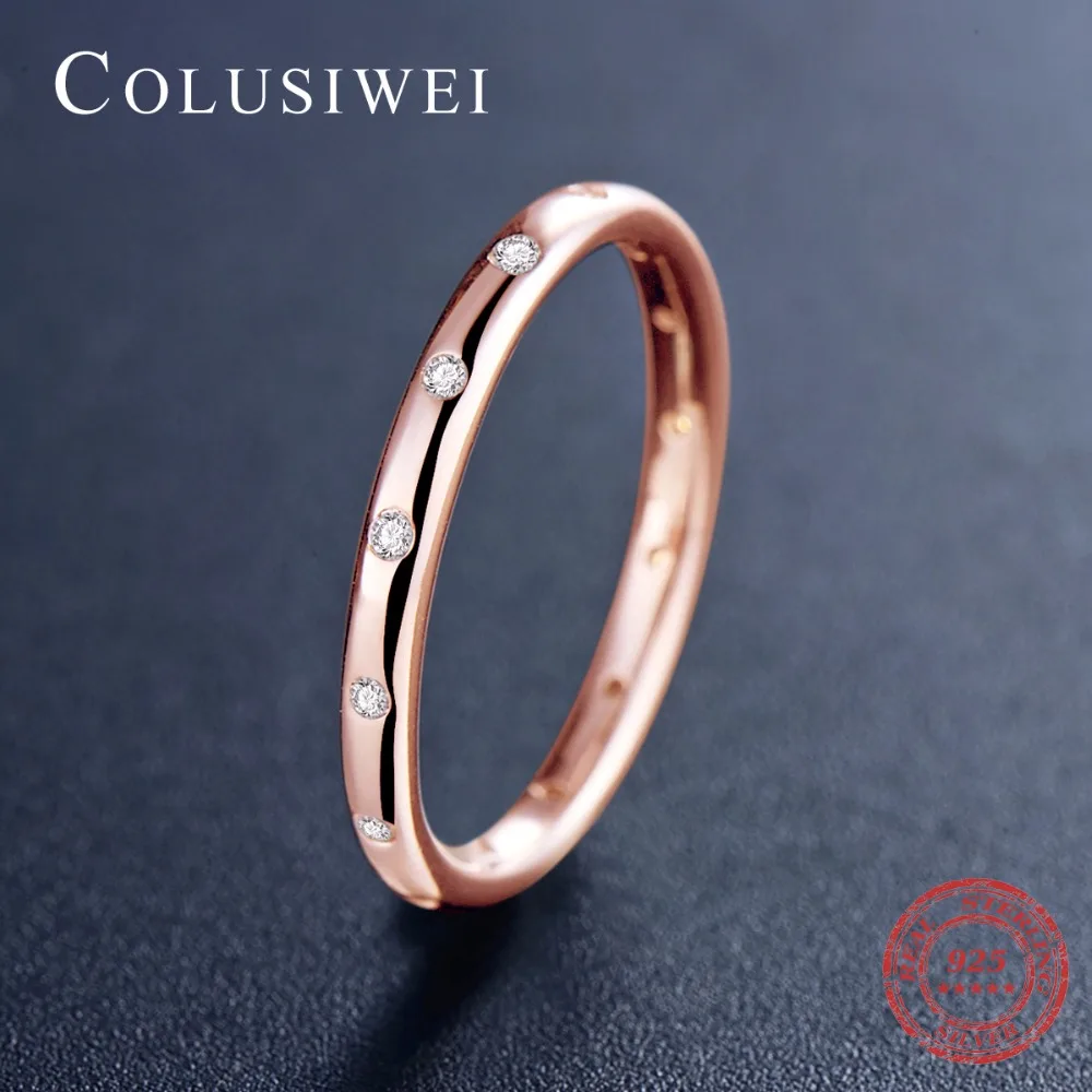 COLUSIWE 2018 натуральная ясный модный простой CZ свадебные Женские Классические 100%