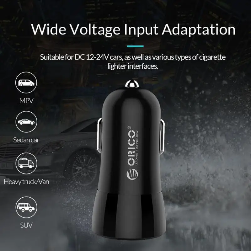 ORICO UPQ-2U 12 Вт мини USB Автомобильное зарядное устройство с двумя usb-портами автомобильное зарядное устройство для iphone 8 Plus samsung s8 usb зарядное устройство для мобильного телефона