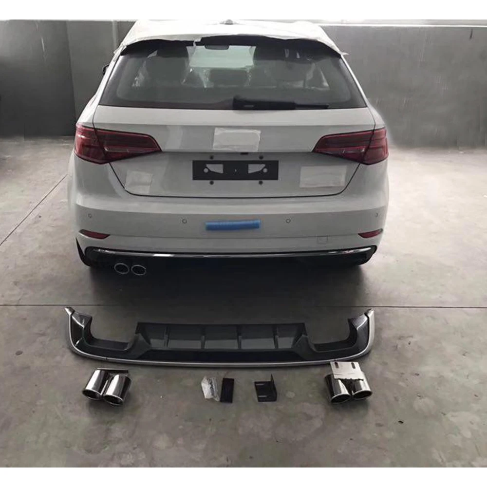 Автомобильный задний диффузор спойлер для Audi A3 Стандартный хэтчбек 2 двери- Автомобильный задний бампер диффузор для губ PP