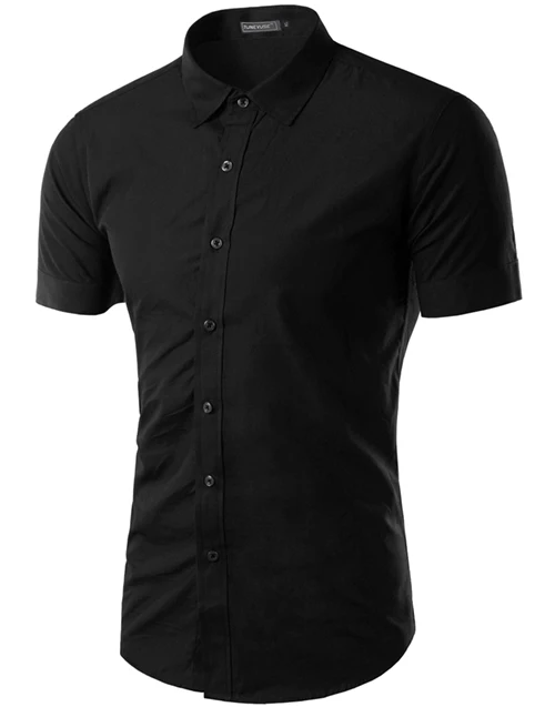 Black Мужская летняя рубашка с коротким рукавом, новинка, мужская рубашка s Camisa Social Masculina Chemise Homme, одноцветная деловая приталенная рубашка 5631 - Цвет: Black