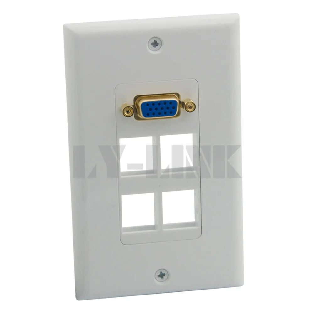 Настенная плата vga с 4 портами keystone и золотой пластиной|vga wall plate|wall platevga |