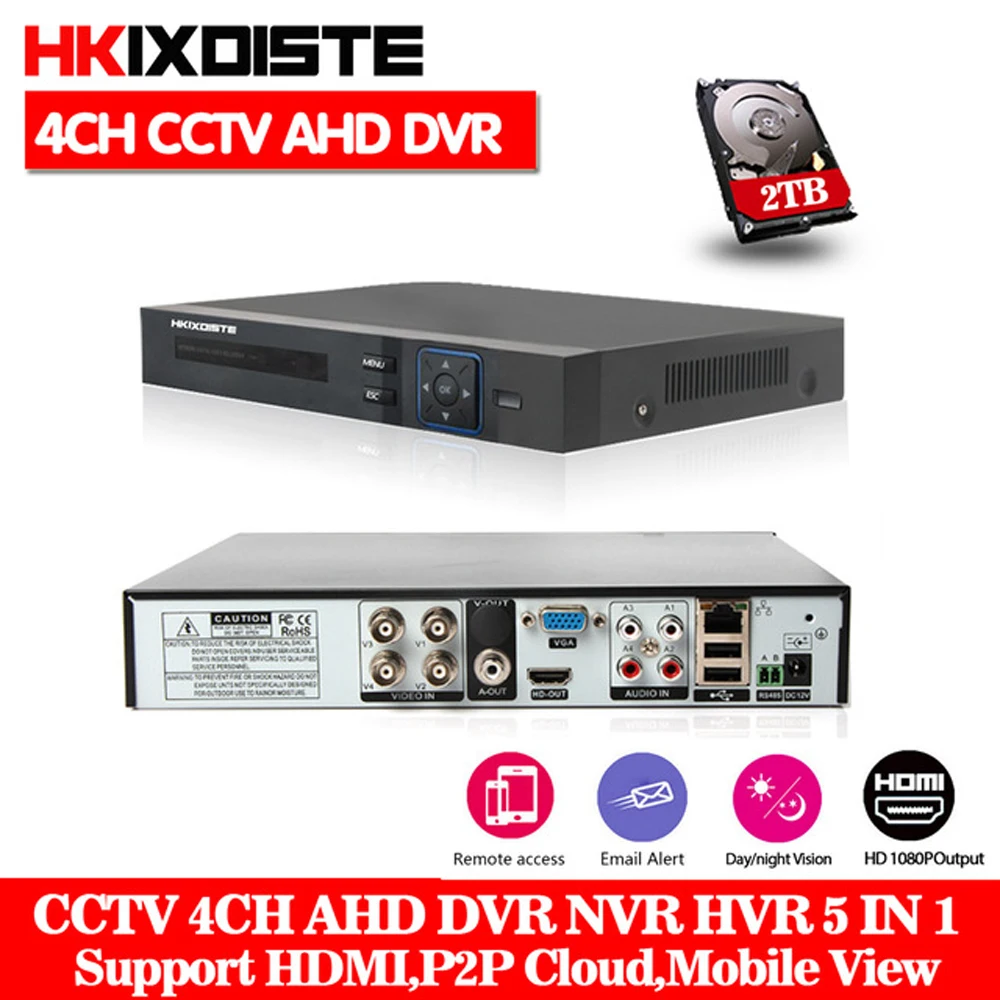 4Ch Full HD 1080P AHD в реальном времени 4 канальный CCTV 720P DVR M Гибридный NVR 5в1