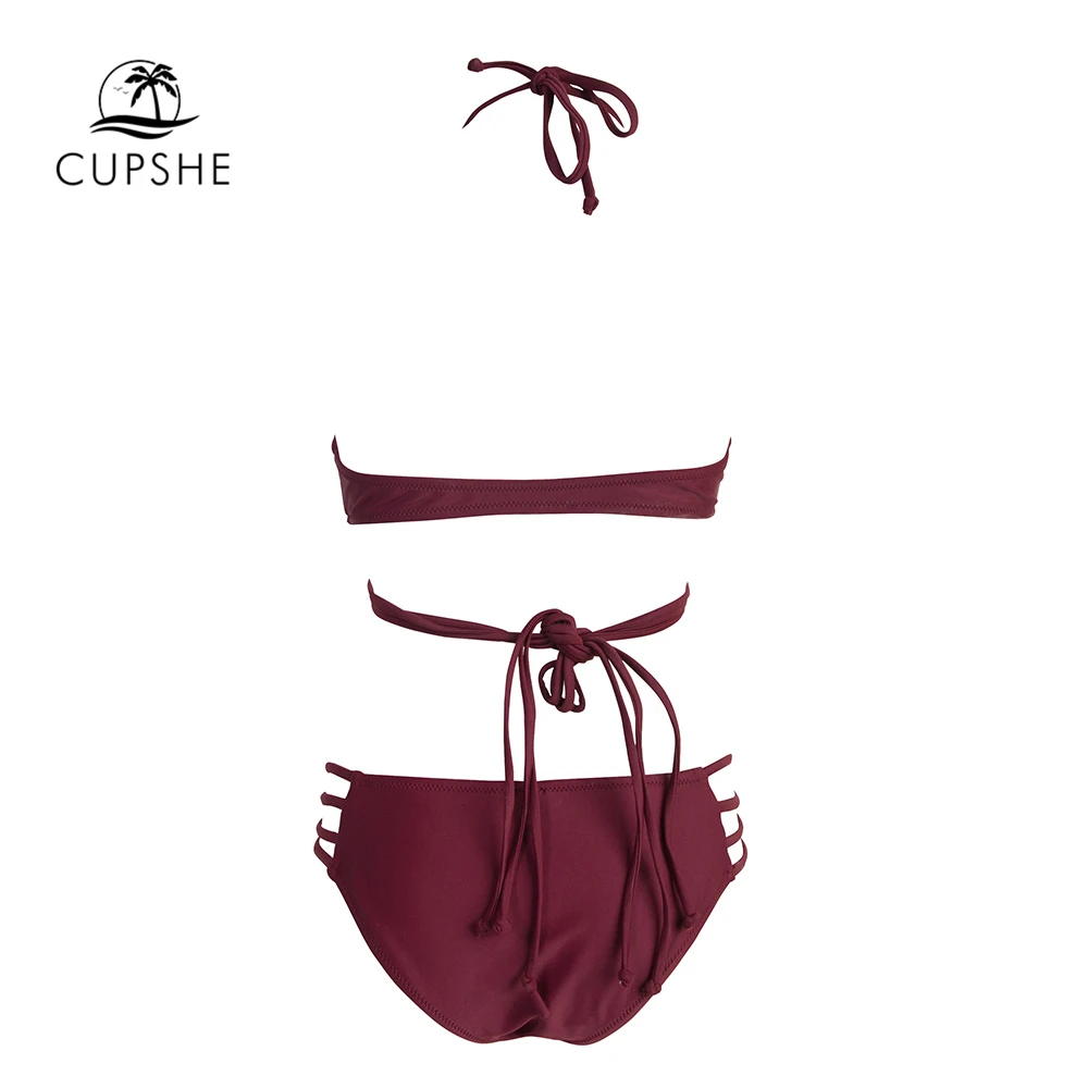 CUPSHE зеленый и цветочный на шнуровке комплект бикини бретельках для женщин Scalloped