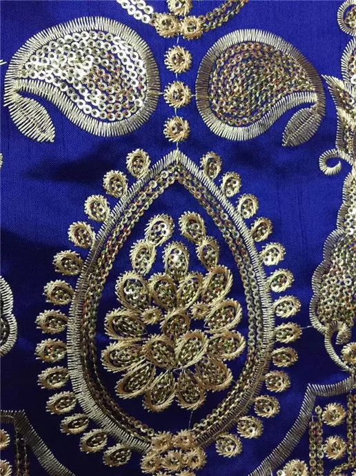 Королевский синий Джордж кружевная ткань с блузкой расшитая блестками