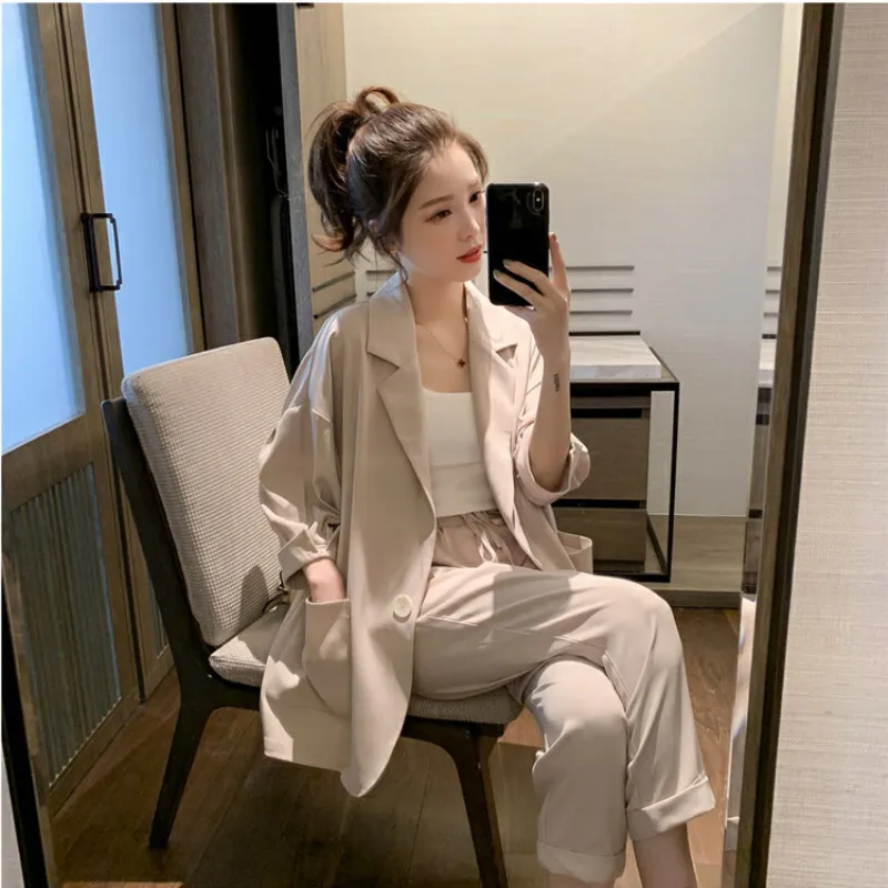 2019 летние женские комплекты из двух предметов размера плюс повседневный блейзер