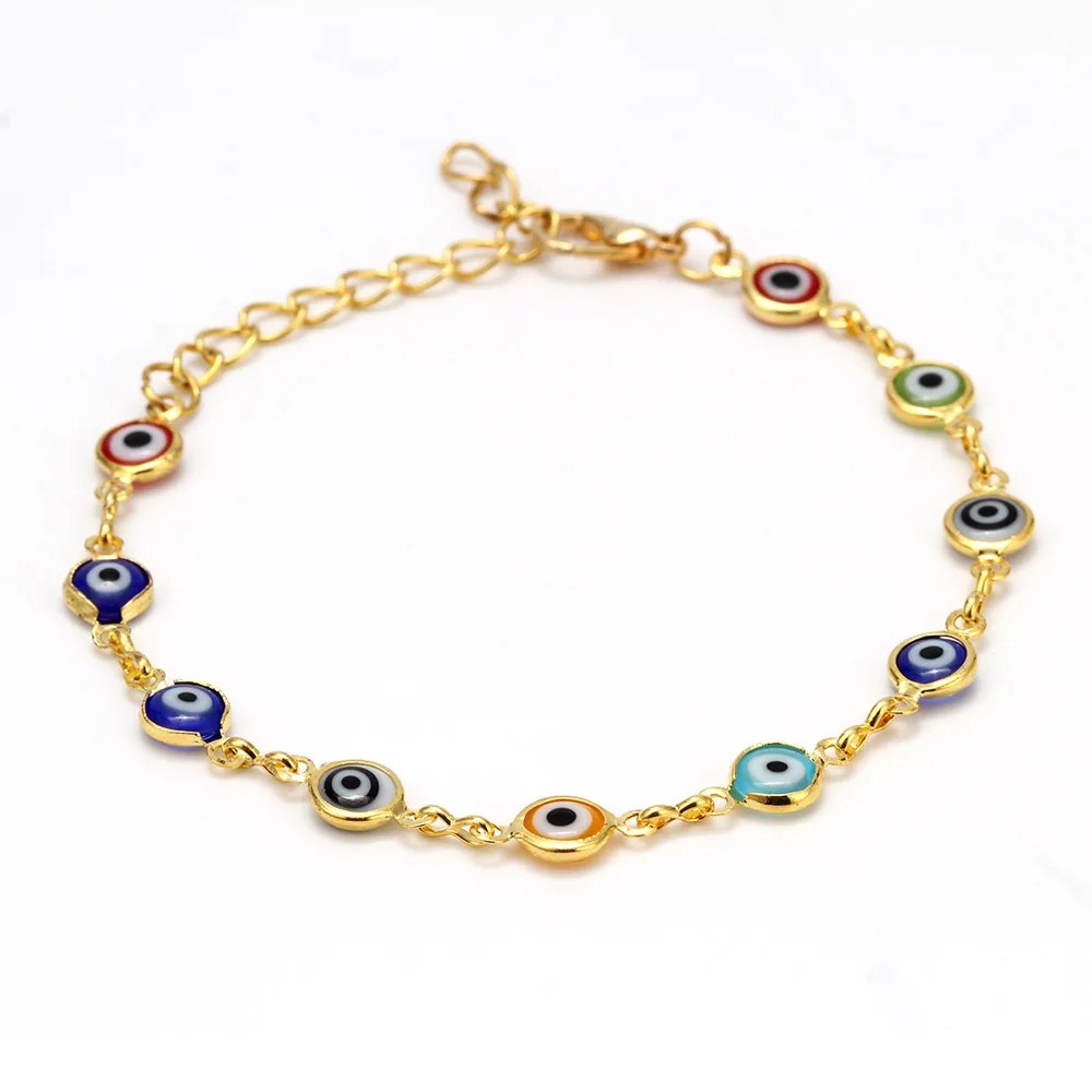 Gold mix Стеклянный браслет с бусинами от Lucky Eye, разноцветный очаровательный браслет со сглаза, Золотой Серебряный браслет-цепочка для женщин, женские ювелирные изделия EY476 - Окраска металла: Gold mix
