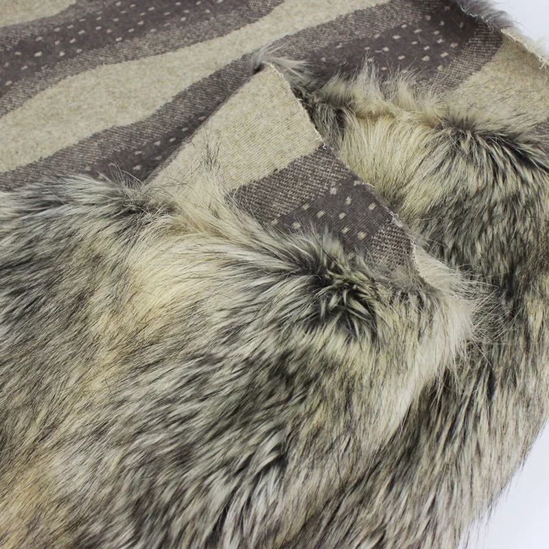 Искусственный мех бежевый фиолетовый жаккард горизонтальная полоса плюшевая