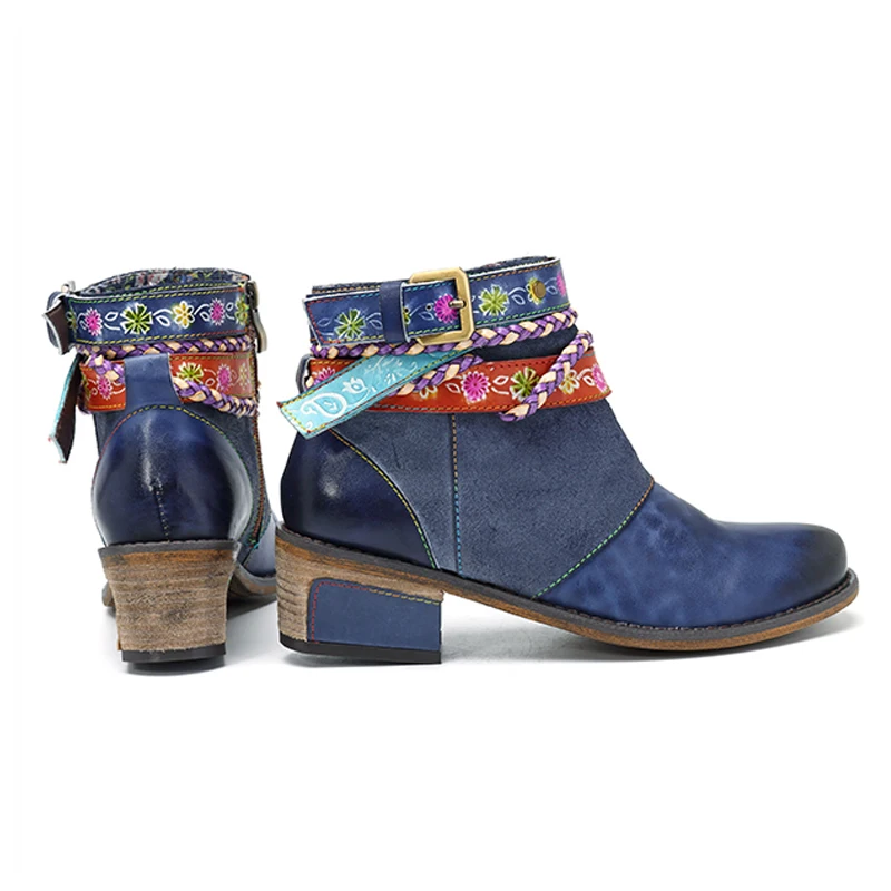 Stylesowner Genuine Leather Women Boots Vintage Bohemian Ankle Shoes Low Heel Ladies Woman Autumn Winter Boot | Обувь