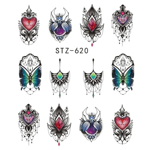 STZ620 1 шт слайдер наклейки для ногтей градиентные наклейки Лотос фиолетовый цветок лоза дизайн для дизайна ногтей водяной знак татуировки украшения TRSTZ633-608 - Цвет: STZ620