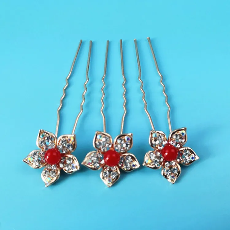 

30 Pcs Flower Shiny Crystal Pearl Bridal Wedding Prom Hair Pins Hair Clip