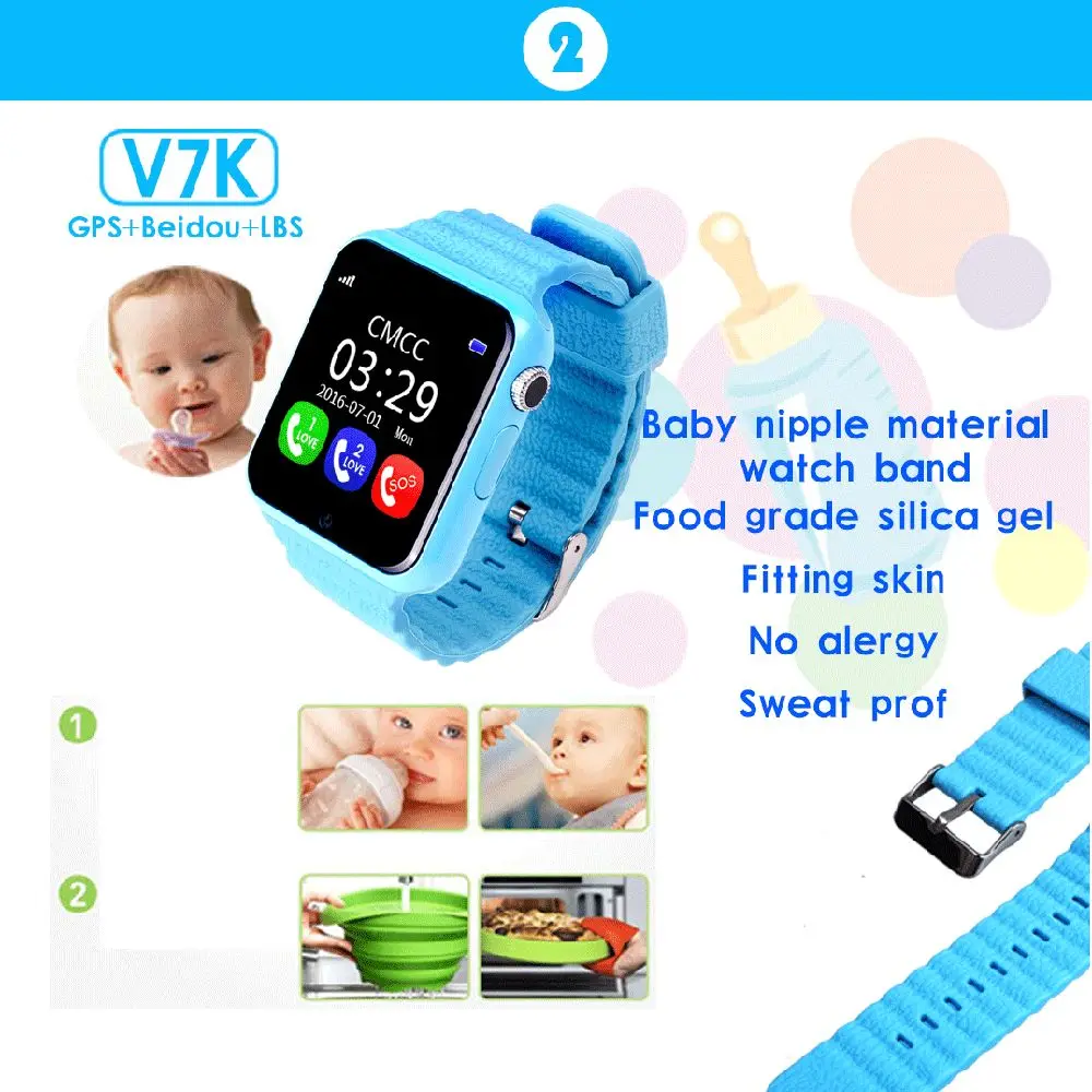 Детская GPS Bluetooth Smart часы V7K безопасности анти потерянный трекер Facebook
