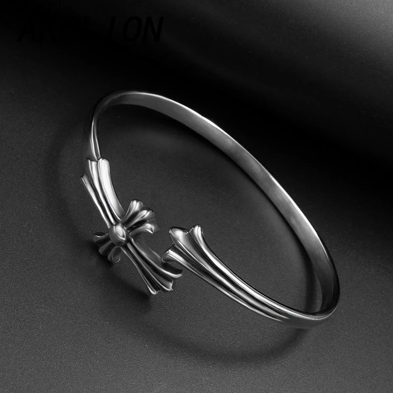 AKOLION cross bangles &amp bracelets for women and men jewelry pulseiras para as mulheres pulsera feminina masculina mujer silver |