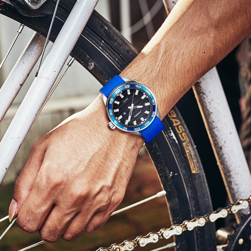 New SINOBI Stainless Steel Men's Sports Watches Luxury Brand Silicone Waterproof Men Military Watch Quartz Relogio Masculino