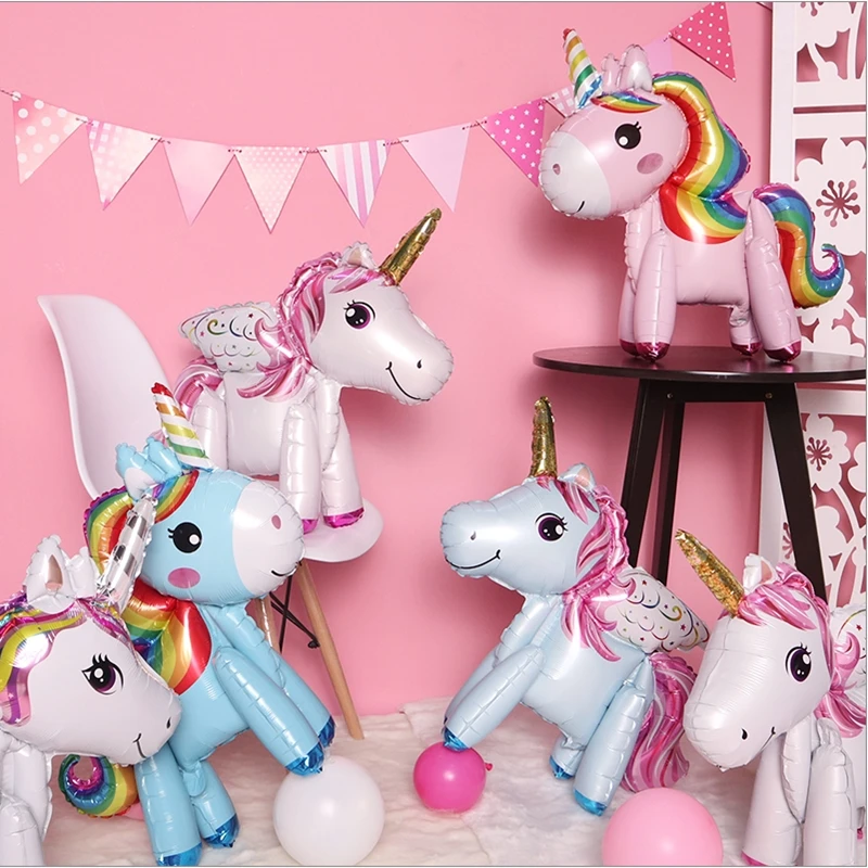 1pcs Babyshower 4D Unicorn Balloon My Little Pony Party Decoration Birthday Party Decorations Kids Happy Party kids Decoration
