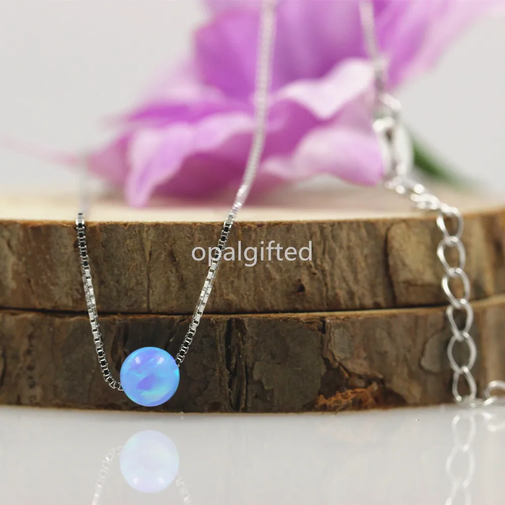 (1 шт./лот) Φ! Ожерелье из серебра 925 пробы с опалом 5 мм|sterling 925|925 silver necklacesilver necklace |