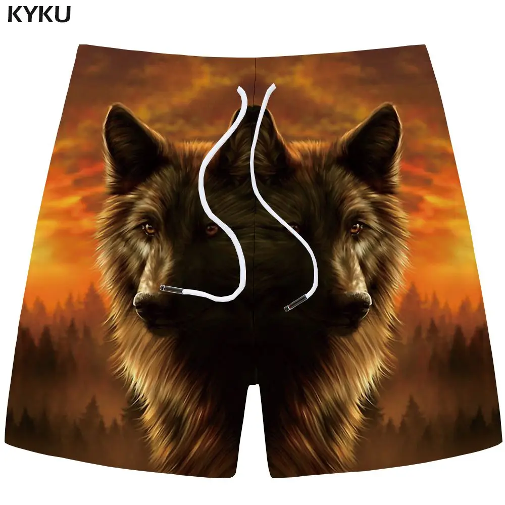 KYKU Wolf шорты мужские повседневные короткие брюки карго черные пляжные шорты с 3d принтом готические мужские шорты для фитнеса новые мужские летние шорты - Цвет: Mens Shorts 10