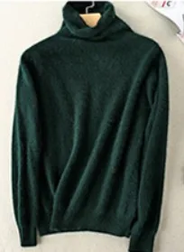 2020 New Spring Autumn Winter Pure Mink Cashmere High Collar Piles Women's Long-sleeved Sweater Pullover Warm Soft Casual | Женская