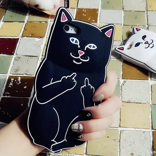 Карманный силиконовый чехол с котом для iPhone 7 6S 6 Plus 5S SE 5 4S классный стильный 3D